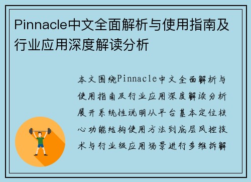 Pinnacle中文全面解析与使用指南及行业应用深度解读分析
